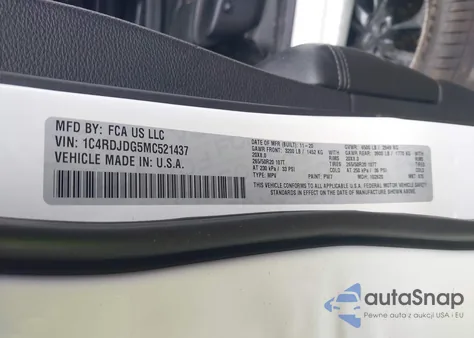 2021 Dodge Durango Gt Awd from USA, damaged, VIN 1C4RDJDG5MC521437